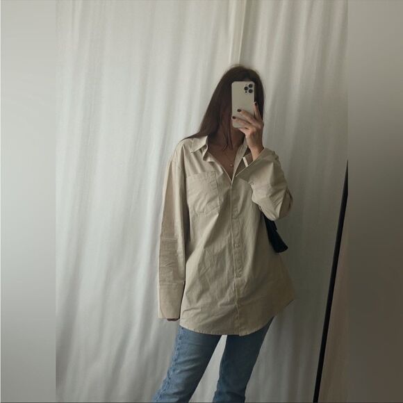 JANE button up top, beige - Picture 3 of 5